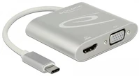 Delock 87705 Usb-c apa - vga + hdmi anya adapter - ezüst kép