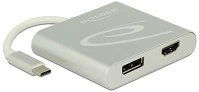 Delock 87716 Usb-c apa - hdmi + displayport anya adapter - ezüst kép