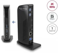 Delock 4K / USB 3.2 / LAN Usb dokkolóállomás kettős displayport 4k / usb 3.2 / lan / audio (displaylink) kép