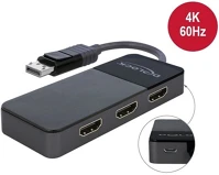 Delock 87770 Displayport 1.4 -> 3db hdmi 2.0 m/f aktív splitter 0.15m fekete mst kép