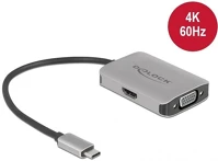 Delock 87776 2-portos vga usb-c hdmi splitter szürke (3840x2160@60hz dp alt-mode) kép