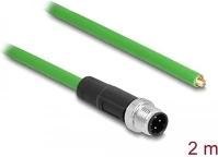 Delock 87849 M12 4pin d-code -> nyitott vezeték m/m adatkábel 2m zöld tpu kép