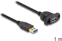 Delock 87855 Usb-a 3.2 gen1 -> usb-a 3.2 gen 1 m/f adatkábel 1m fekete panel mount kép