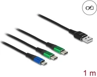Delock 87882 Usb-a 2.0 -> 2db usb-c usb-b 2.0 micro m/m töltőkábel 1m fekete kép