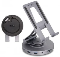 Delock 88017 tablet és laptop dokkoló állomás 4k beépített tartóval - hdmi / usb / kép