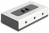 Delock 2-T AZ 1-HEZ kapcsoló sztereo jack 3,5 mm hosszú, 4 tűs, kézi két irányú kapcsolóval kép