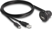 Delock 88103 Usb-c usb-a 2.0 -> usb-c usb-a 2.0 m/f adatkábel 1m fekete beépíthető, 90° kép