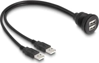 Delock 88104 2db usb-a 2.0 -> 2db usb-a 2.0 m/f adatkábel 1m fekete beépíthető kép