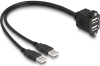Delock 88105 2db usb-a 2.0 -> 2db usb-a 2.0 m/f adatkábel 1m fekete beépíthető kép
