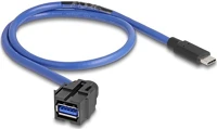 Delock 88156 Usb-a 2.0 -> usb-c f/m keystone modul 0.5m fekete-kék kép