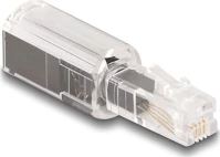 Delock 88168 Telefon kábel csavarodás mentes adapterrel rj10 apa - rj10 anya áttetsző / fekete kép