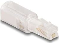 Delock 88169 Telefon kábel csavarodás mentes adapterrel rj10 apa - rj10 anya áttetsző / fehér kép