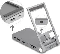 Delock 88199 Táblagép és notebook dokkoló állomás 4k beépített tartóval - hdmi / usb / hub / sd / micro sd / pd 3.0 - összecsu kép