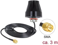 Delock 88749 Lte antenna sma 2 dbi 3 m rg-174 kör keresztmetszetű fekete kültéri kép