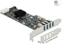 Delock 89008 Pci express x4 kártya - 4 x külső superspeed usb (usb 3.2 gen 1) usb a-típusú hüvely quad cha kép