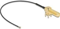 Delock 90 PCB Antenna kábel sma 90  pcb anya válaszfali csatlakozóval apa i-pex inc., mhf  4l-dugó 1.13 15 cm menethossz 15 mm kép