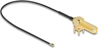 Delock 90 PCB Antenna kábel sma 90  pcb anya válaszfali csatlakozóval apa i-pex inc., mhf  4l-dugó 1.13 25 cm menethossz 15 mm kép