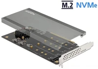 Delock 90050 4-port m.2 nvme m.2 2280/2260/2242 pcie x16 bővítőkártya v3.0 (heatsink+fan) szürke kép