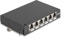 Delock 90379 Mini asztali patch panel, rj45 aljzat, 6 port, cat.6a, árnyékolt, fekete kép