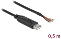 Delock 90415 Usb-a 2.0 -> 9db serial rs-232 nyitott vezeték m/m adatkábel 0.5m fekete kép