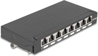 Delock 90573 Mini asztali patch panel, rj45 aljzat, 8 port, cat.6a, árnyékolt, fekete kép