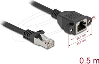 Delock 90774 Hálózat bővítő kábel s/ftp rj45 apa - rj45 anya cat.6a, 0,5 m fekete kép