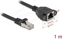Delock 90775 Hálózat bővítő kábel s/ftp rj45 apa - rj45 anya cat.6a, 1 m fekete kép