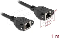 Delock 90784 Hálózat bővítő kábel s/ftp rj45 anya - rj45 anya cat.6a, 1 m fekete kép