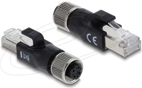 Delock 90832 M12 d-kódolt adapter 4 tűs anya - rj45 apa fekete kép