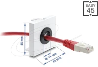 Delock 91071 Easy 45 kábelátvezető, kerek, o 14 mm, fehér / fekete kép