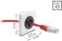 Delock 91072 Easy 45 kábelátvezető, kerek, o 16 mm, fehér / fekete kép