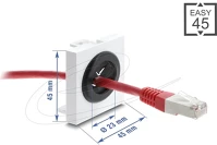 Delock 91075 Easy 45 kábelátvezető, kerek, o 23 mm, fehér / fekete kép