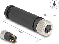 Delock A-KÓDOLÁSÚ, 3 TŰS M8 csatlakozó a-kódolású, 3 tűs anya csavarozható kapcsolat kép