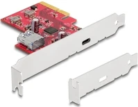Delock A-TÍPUSÚ USB 10 GBPS pci express x4 kártya - 1 x külső usb 10 gbps usb type-c  hüvely + 1 x belső  hüvely - alacso kép