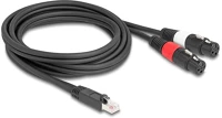 Delock APA - 2 X XLR 3 TŰS Adapter rj45 kábel apa - 2 x xlr 3 tűs anya fekete színű 2 m kép
