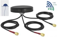 Delock APA RG-174 lte mimo két sávos, kültéri, fekete wlan 802.11 ac/ax/a/h/b/g/n antenna 3 db. sma kép