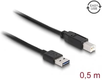 Delock APA > USB 2.0 TYPE-B Easy-usb 2.0 type-a apa > usb 2.0 type-b apa kábel 0,5m fekete (83684) kép