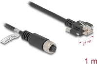 Delock CAT.5E FTP 1 M m12 kábel a-kódú 8 tűs anya - rj45 apa csavarokkal  hosszú fekete kép