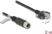 Delock CAT.5E FTP 2 M m12 kábel a-kódú 8 tűs anya - rj45 apa csavarokkal  hosszú fekete kép