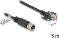 Delock CAT.5E FTP 5 M m12 kábel d-kódú 4 tűs anya - rj45 apa csavarokkal  hosszú fekete kép