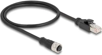 Delock CAT5E S/FTP F/M M12 4pin d-code -> rj45 cat5e s/ftp f/m adatkábel 0.5m fekete kép