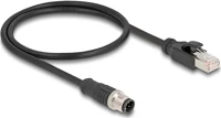 Delock CAT5E S/FTP M/M M12 4pin d-code -> rj45 cat5e s/ftp m/m adatkábel 0.5m fekete kép