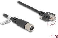 Delock CAT.6A S/FTP 1 M m12 kábel x-kódú 8 tűs anya - rj45 apa csavarokkal  hosszú fekete kép