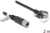 Delock CAT.6A S/FTP 2 M m12 kábel x-kódú 8 tűs anya - rj45 apa csavarokkal  hosszú fekete kép