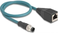 Delock CAT6A S/FTP F/M M12 8pin a-code -> rj45 cat6a s/ftp f/m adatkábel 0.5m kék kép