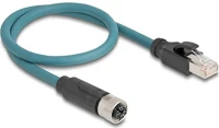 Delock CAT6A S/FTP F/M M12 8pin x-code -> rj45 cat6a s/ftp f/m adatkábel 0.5m kék kép