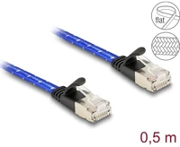 Delock CAT.6A U/FTP 0,5 Rj45 lapos hálózati kábel fonott borítással cat.6a u/ftp 0,5 m, kék kép