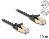 Delock CAT.6A U/FTP APA rj45 lapos hálózati kábel fonott borítással  - apa 10 m fekete kép