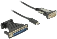 Delock DB9 M/M Usb-c -> serial db9 m/m adatkábel 1.8m fekete + db25 adapter kép
