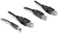 Delock DC-&GT;USB-B Usb-a 2.0 -> usb-b 2.0 m/m kábel szett 0.3m fekete + dc->usb-b kép